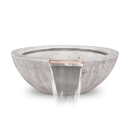 The Outdoor Plus 27 Round Sedona Water Bowl - Wood Grain GFRC Concrete - Ivory - OPT-27RWGWO-IVY